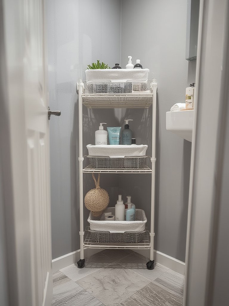 bathroom shelf in action