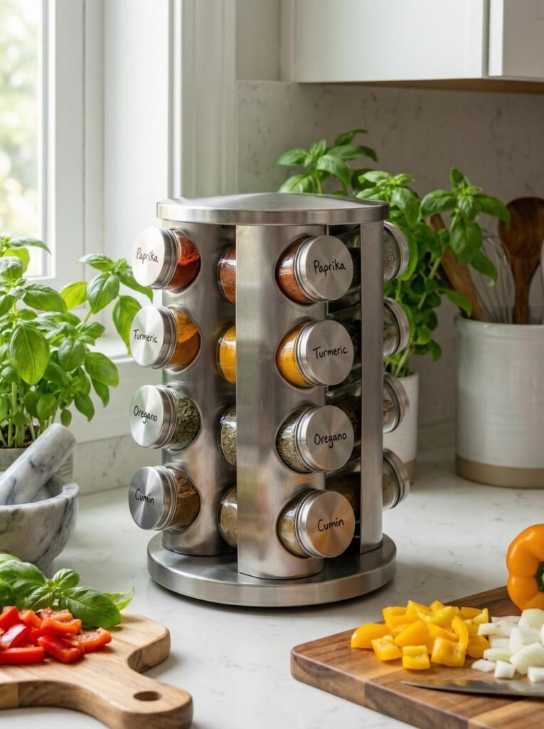spice rack with jars
