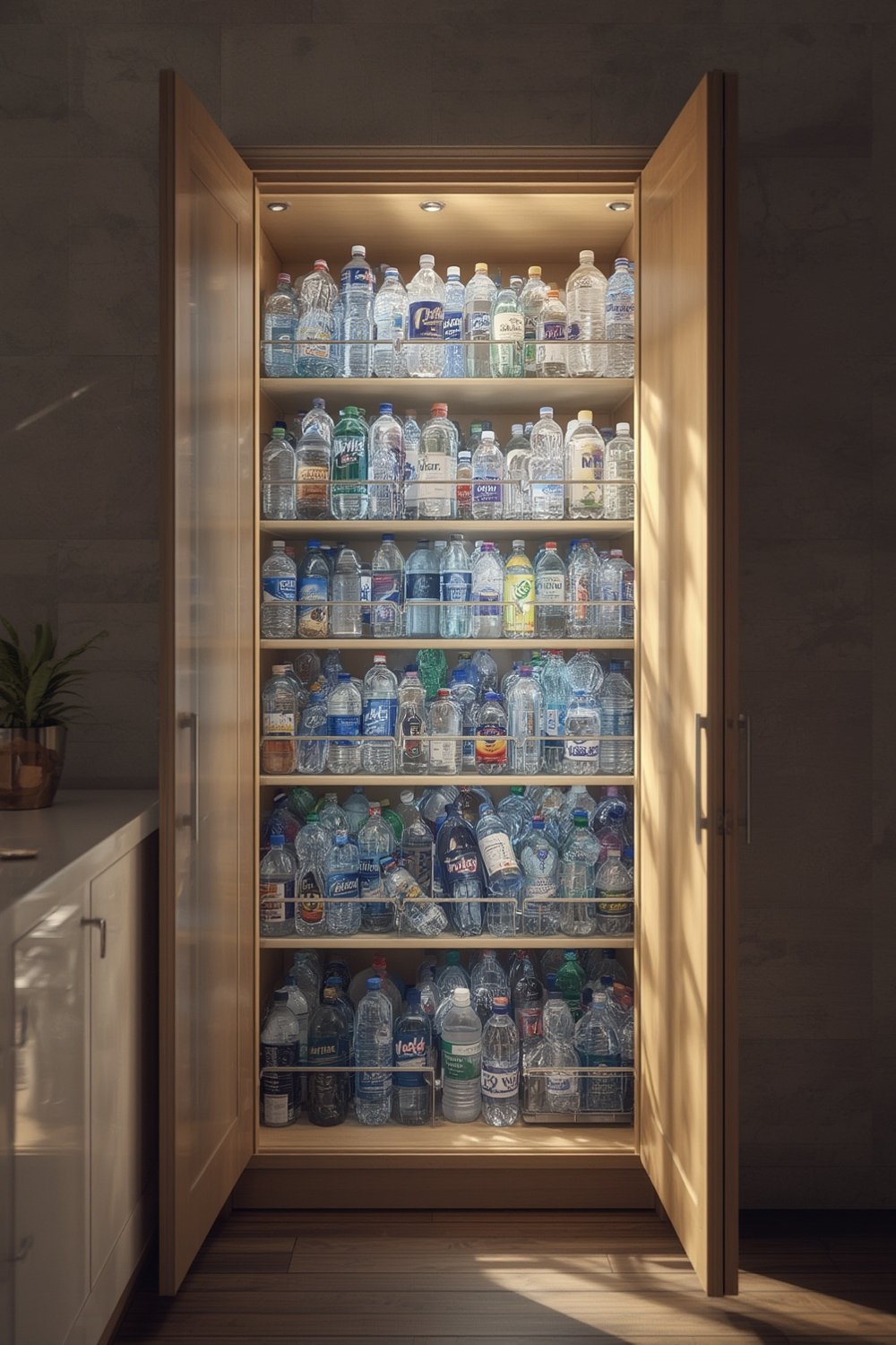 water bottle organizer for cabinet