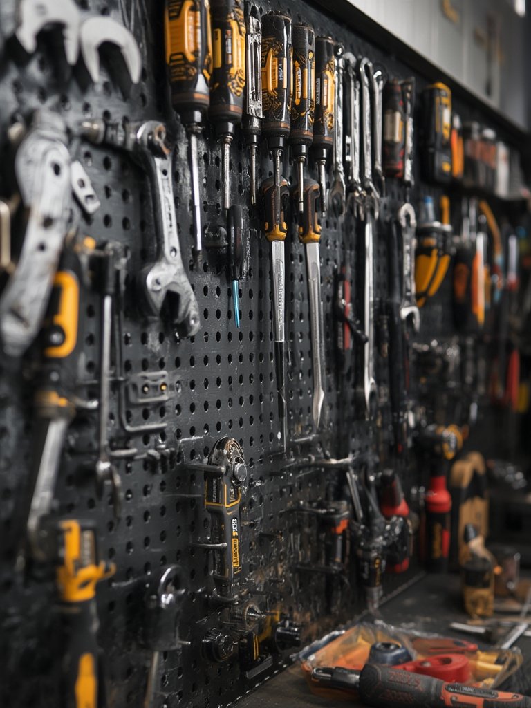 pegboard organizer in action