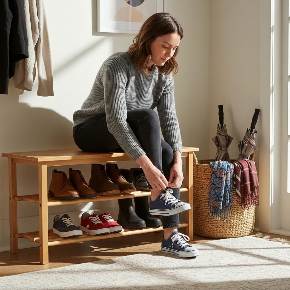 Shoe Bench: 3 Ultimate Steps For Best Entryway Organization In 2026 2 shoe bench in action