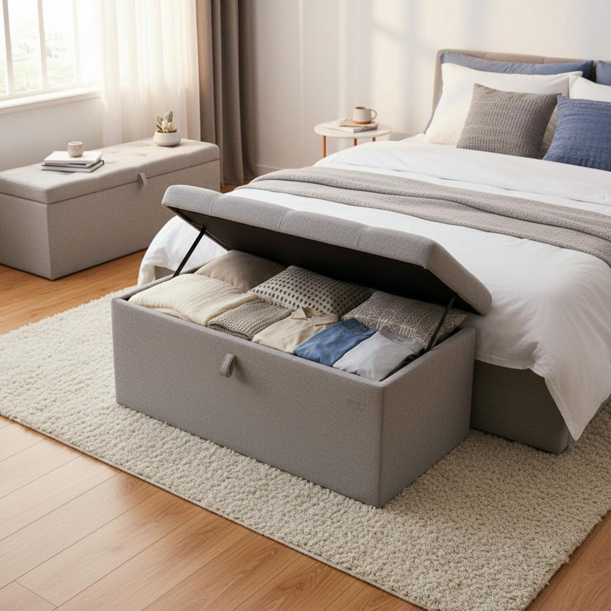 storage ottoman in action