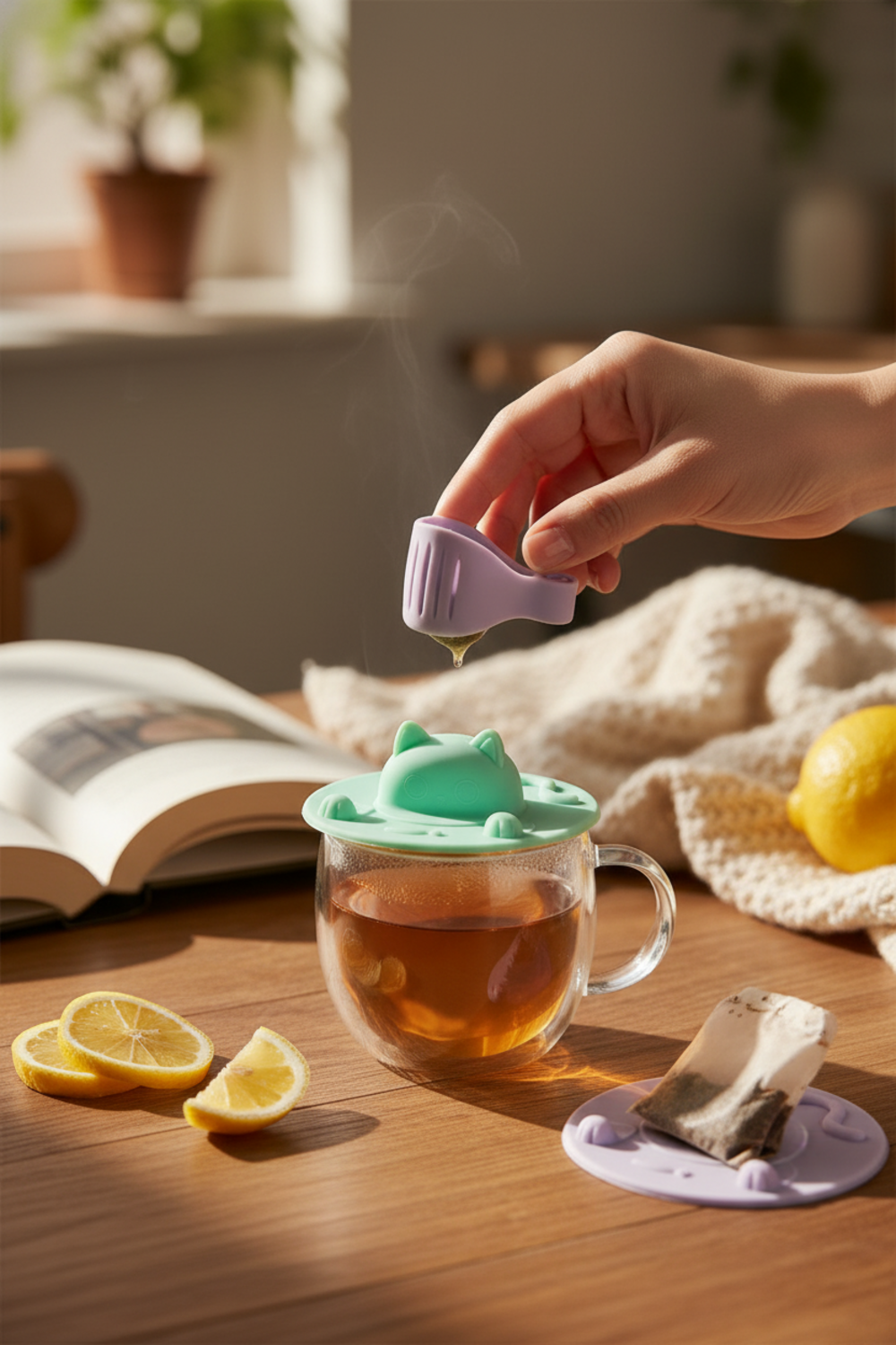 tea squeezer in action