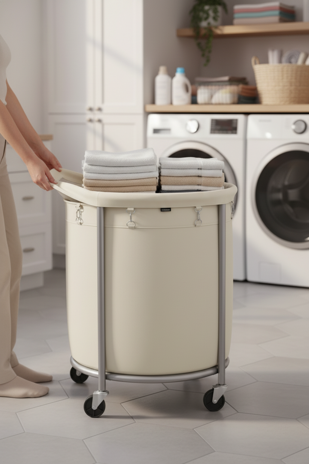 laundry hamper in action