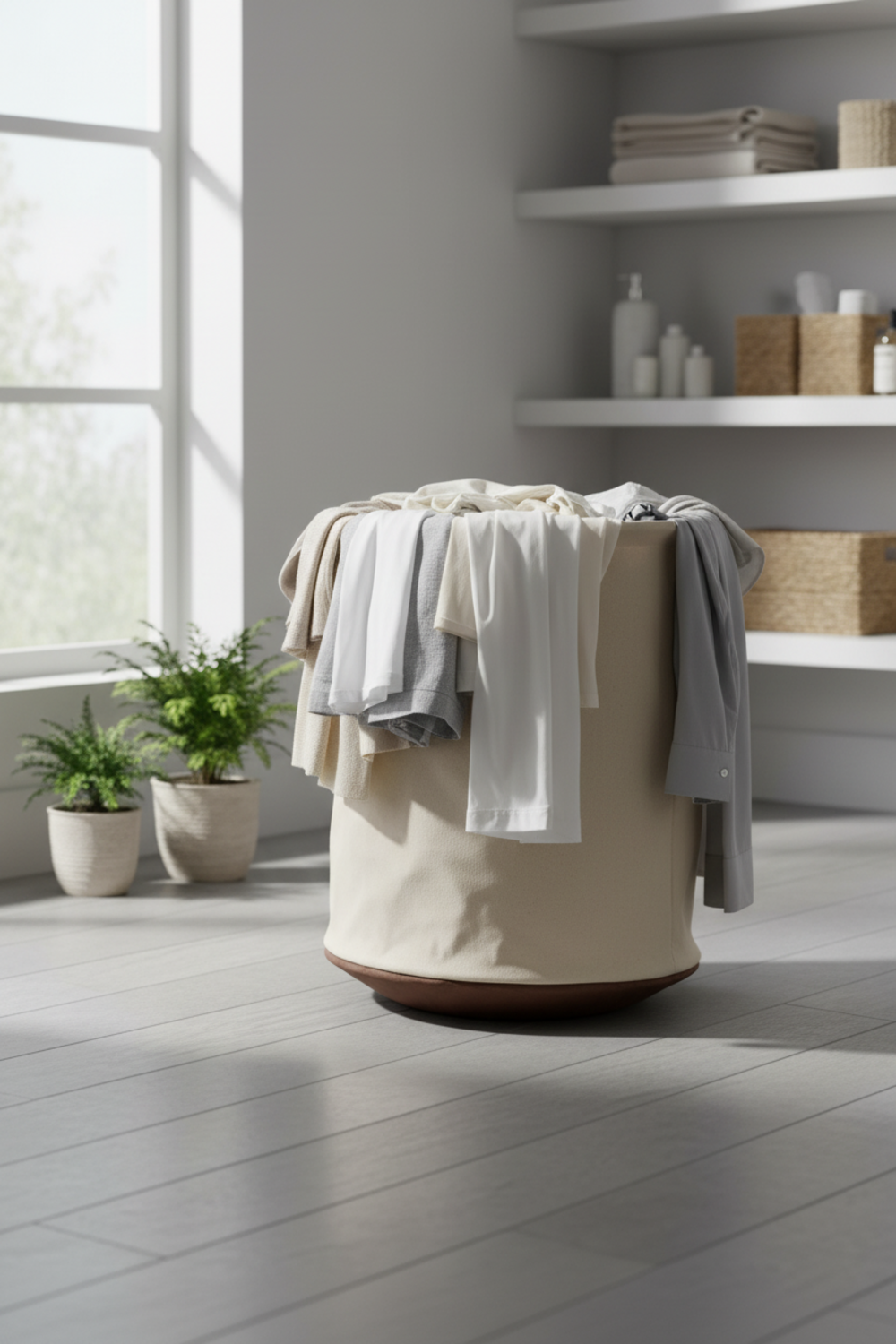 laundry hamper in action
