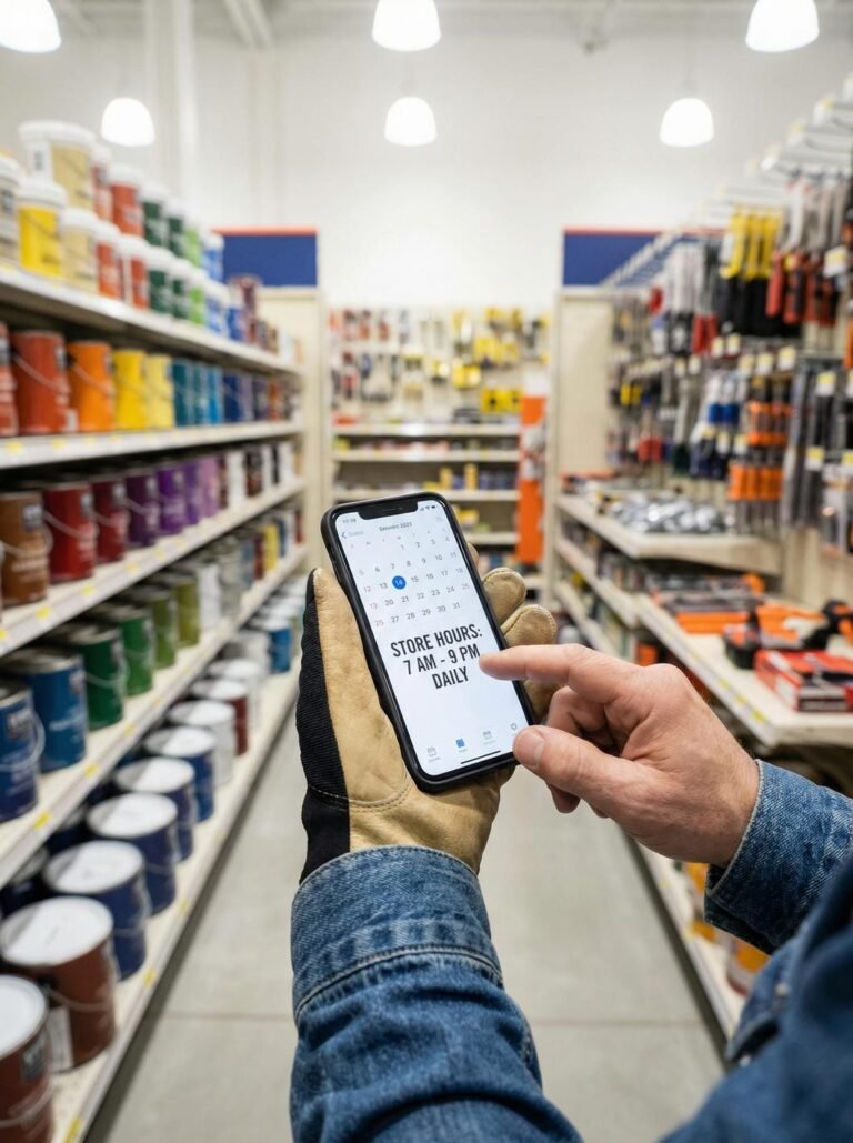 Informational: User wants to find out if Home Depot is open today, including store hours, holiday schedules, and tips for shopping.