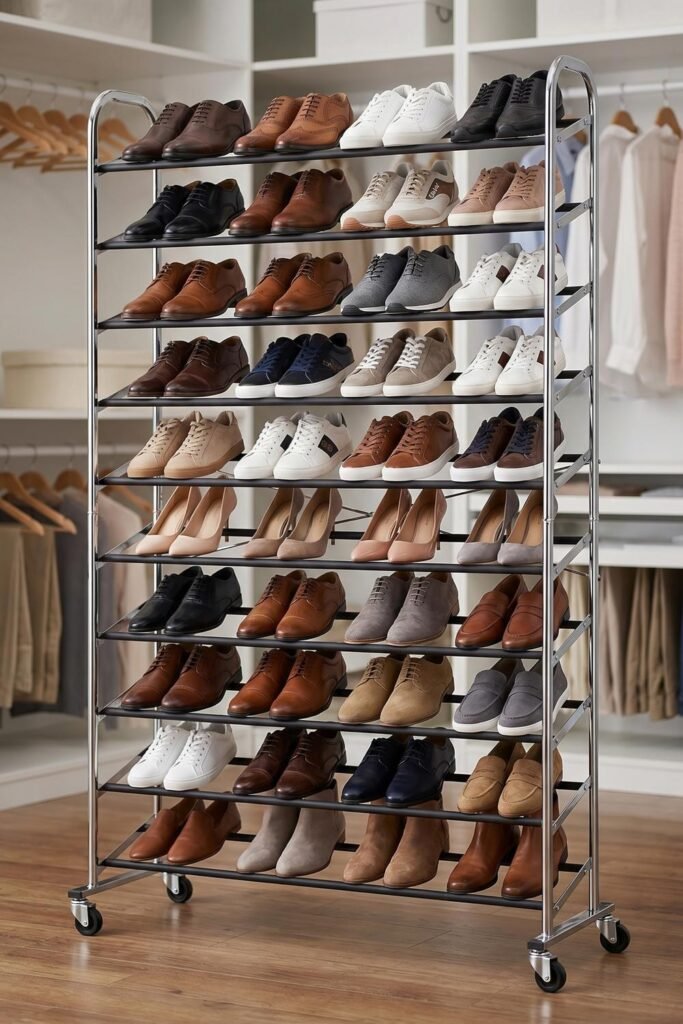 chrome shoe rack