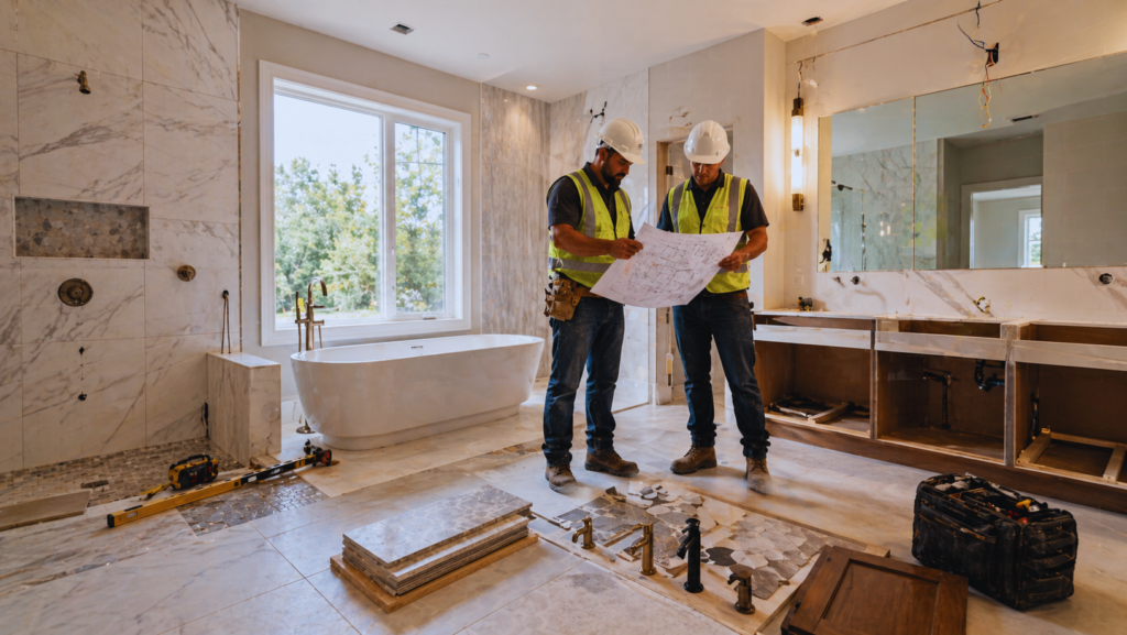 Transactional: User wants to find and hire reliable bathroom renovation professionals nearby.