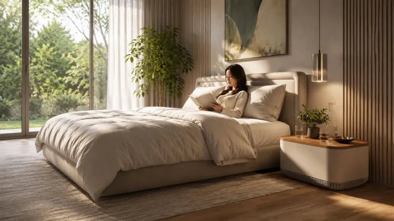 smart air purifier table, HEPA table purifier, air purifier nightstand, multifunctional air purifier furniture, small space air purifier table