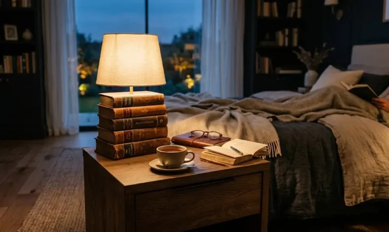 Stacked Book Lamp: 7 Amazing Ways to Elevate Style (Proven) 5 book shaped lamp, literary table lamp, vintage book lamp, stacked books bedside lamp, whimsical reading lamp