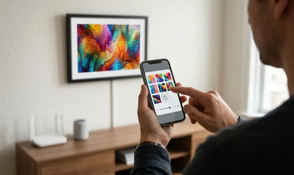 Smart Art Frame: 7 Amazing Ways to Enhance Your Decor (Proven Guide) 3 digital picture art frame, app controlled art frame, smart wall art display, WiFi digital art frame, rotating digital artwork frame