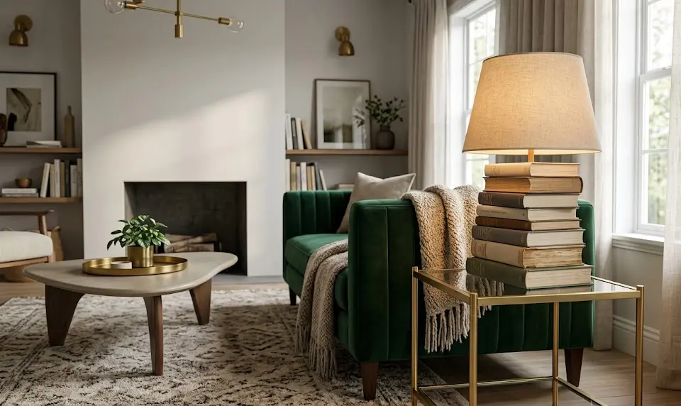 Stacked Book Lamp: 7 Amazing Ways to Elevate Style (Proven) 2 book shaped lamp, literary table lamp, vintage book lamp, stacked books bedside lamp, whimsical reading lamp