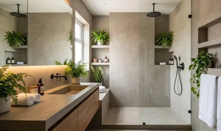 Seamless kitchen backsplash, microcement bathroom walls, waterproof microcement