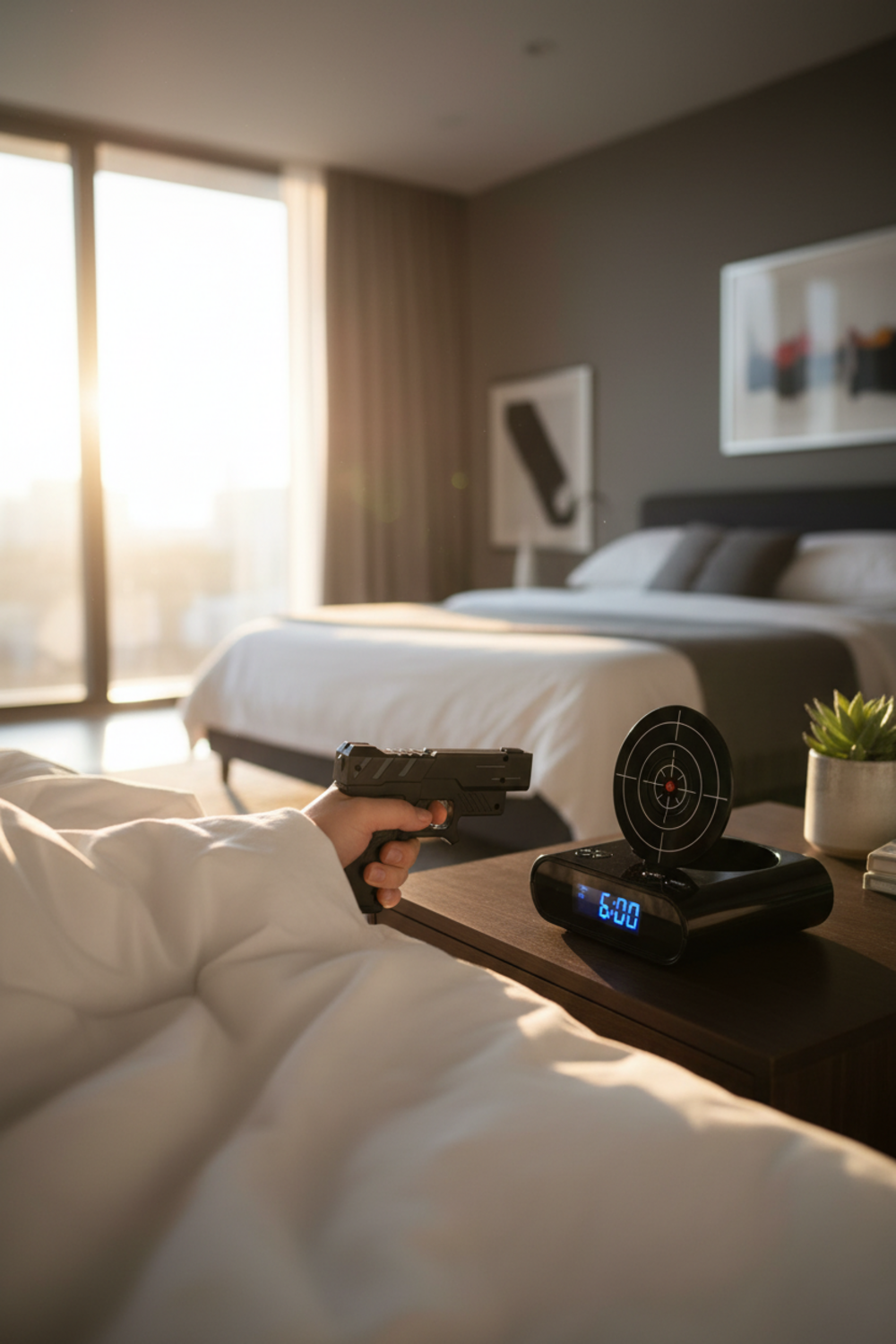 gun alarm in action
