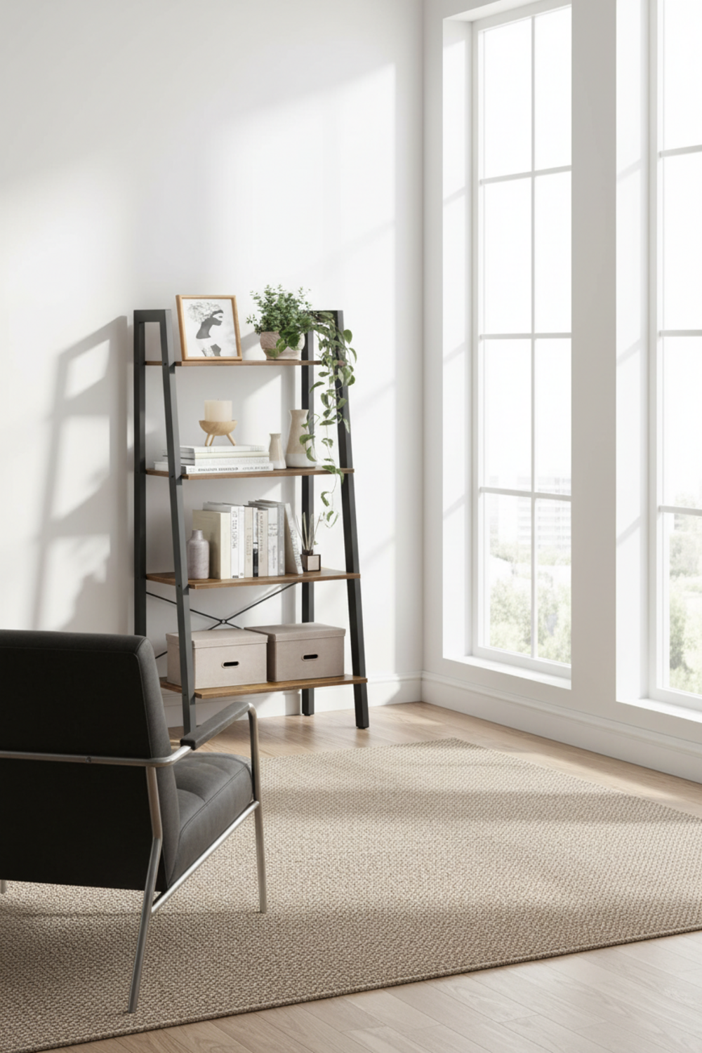 ladder shelf in action