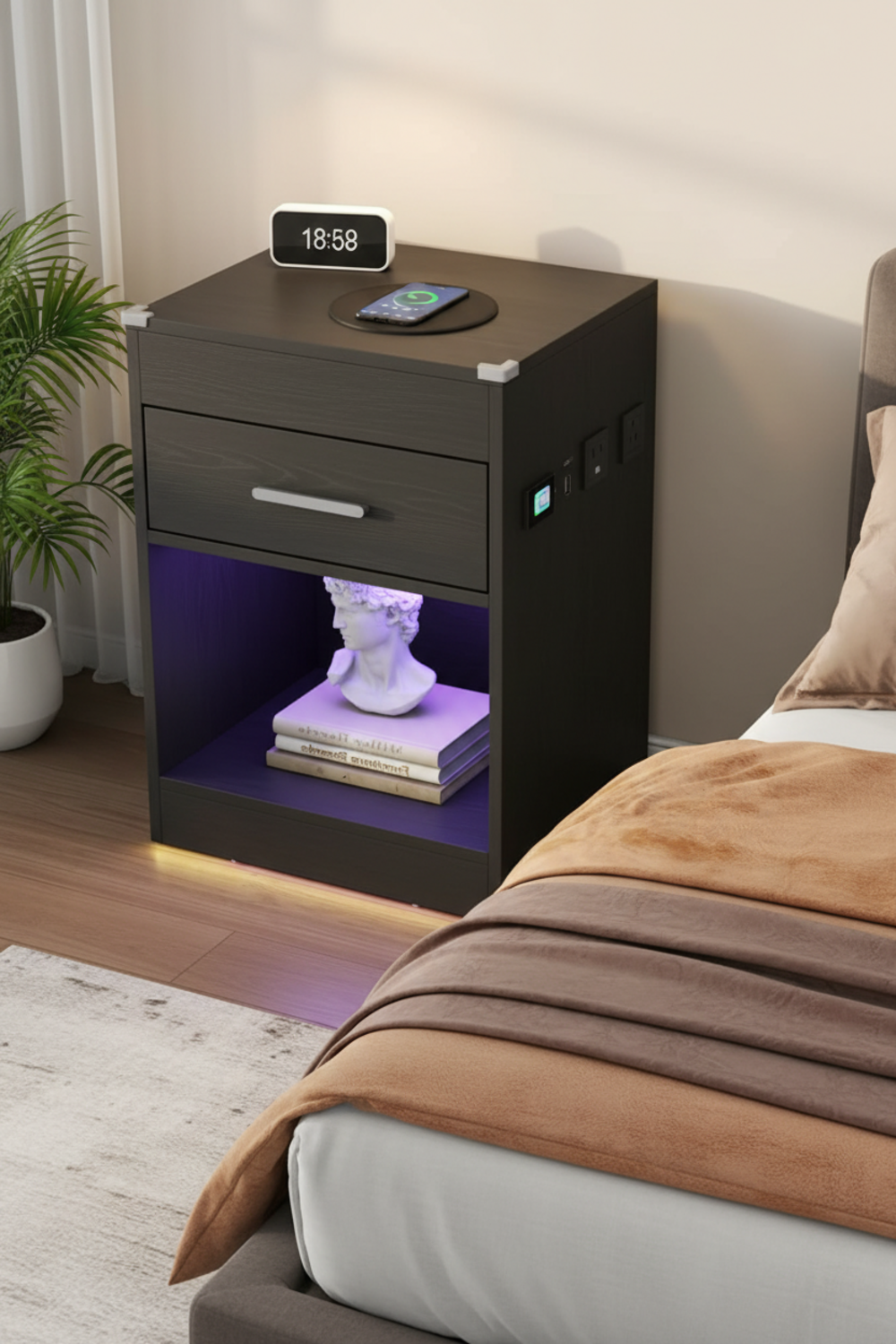 smart nightstand in action
