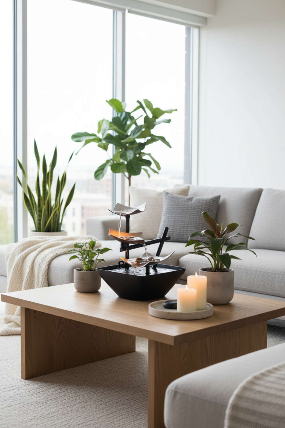 tabletop fountain in action