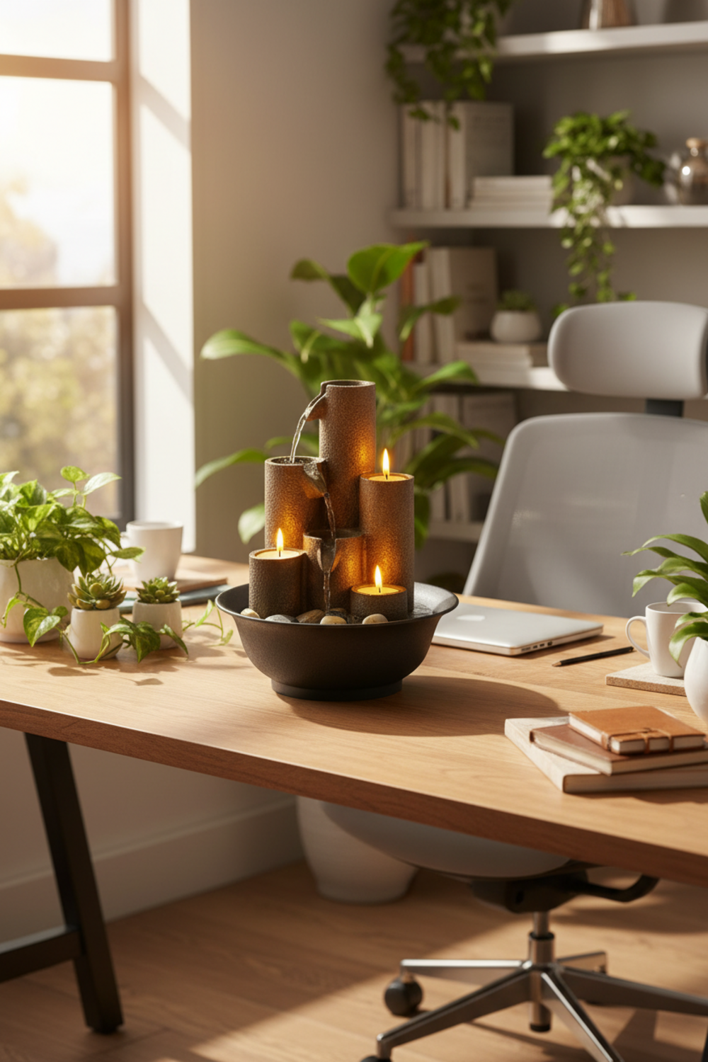 tabletop fountain in action