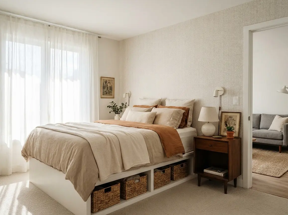 small bedroom apartment ideas; one bedroom apartment layout; apartment living room decor; apartment bedroom ideas; compact apartment design