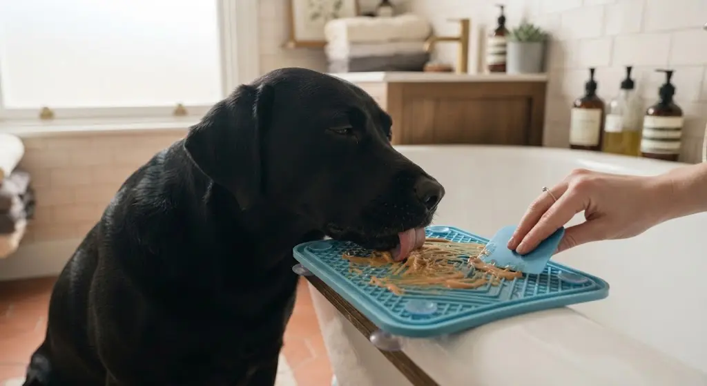 slow feeder lick mat for dogs, suction cup dog lick pad, anxiety relief lick mat cat, wet food enrichment mat, soothing pet treat mat