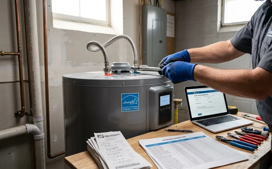 energy efficient water heater, heat pump water heater installation, high efficiency tankless water heater, eco water heater incentives