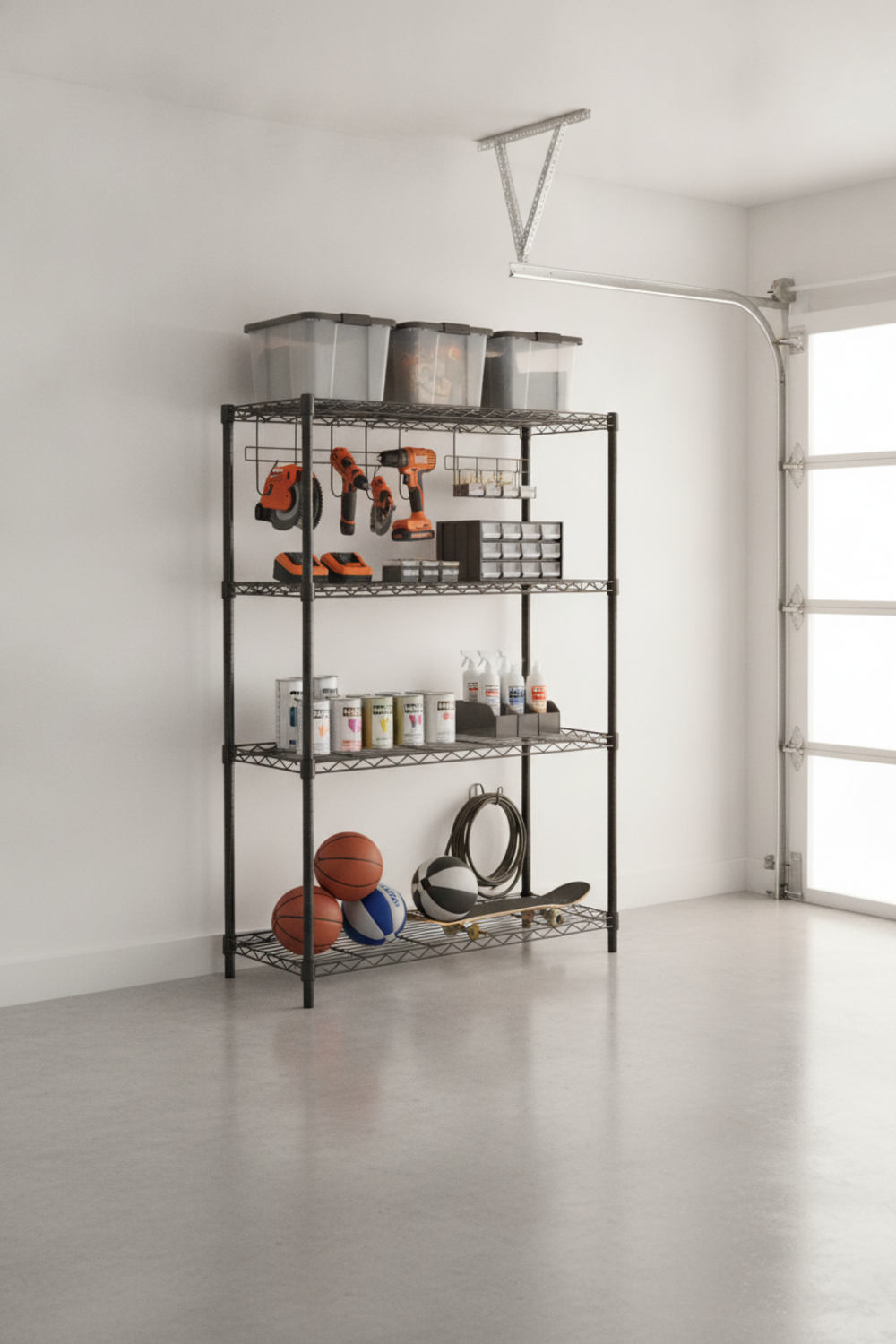 garage shelving in action