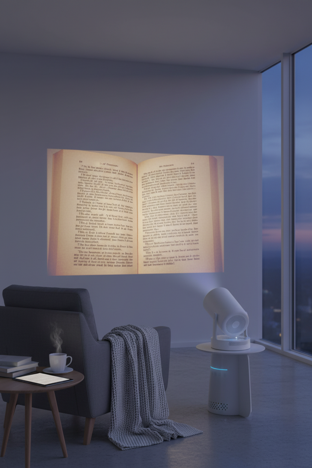 book projector in action