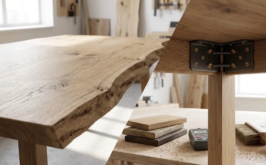 live edge japandi table, rustic organic dining table, low japandi floor table, wabi sabi oak table, natural fiber dining furniture