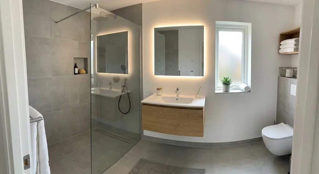 bathroom with no tub ideas; small bathroom shower only layout; is a bathroom without a tub bad for resale; walk-in shower instead of tub small bathroom