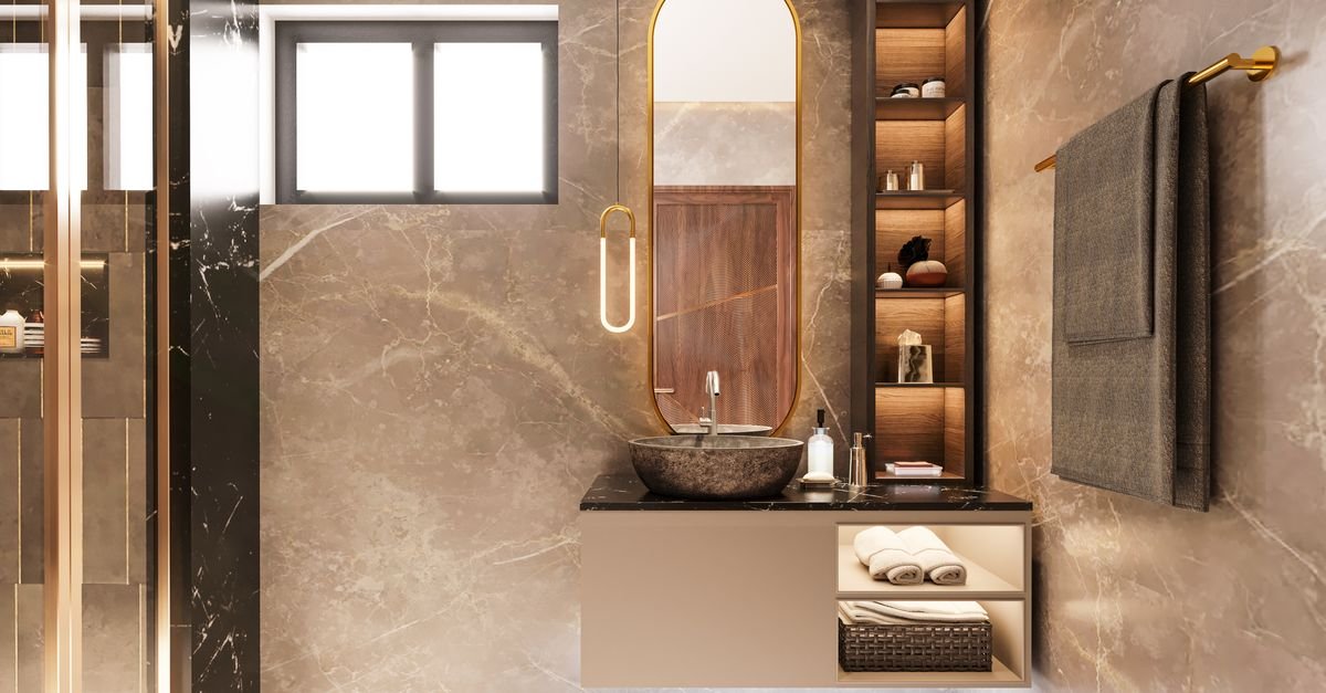 warm minimalism bathroom